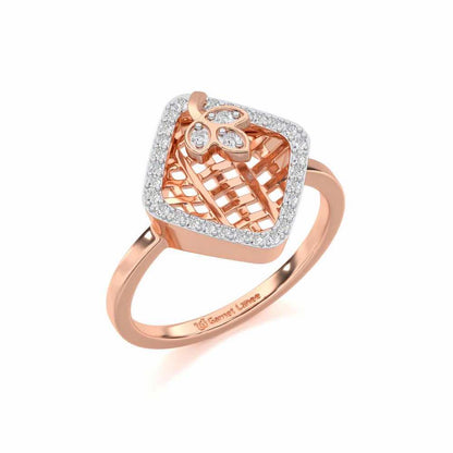 Vine Down Silver Ring - Rose Gold - Image 1