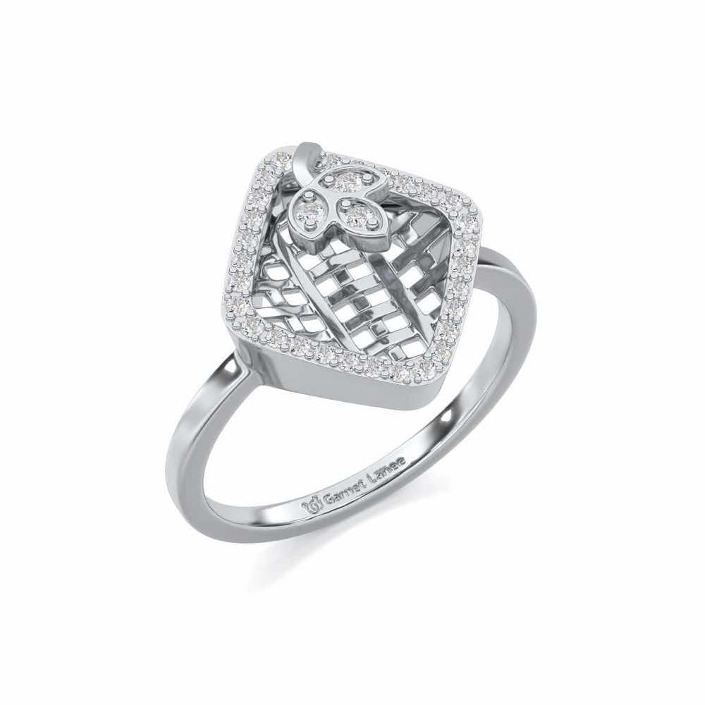 Vine Down Silver Ring - White Gold - Image 1