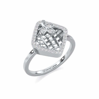 Vine Down Silver Ring - White Gold - Image 1