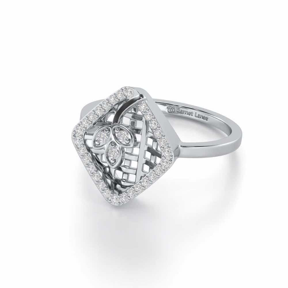 Vine Down Silver Ring - White Gold - Image 2