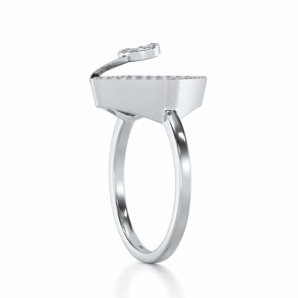 Vine Down Silver Ring - White Gold - Image 3