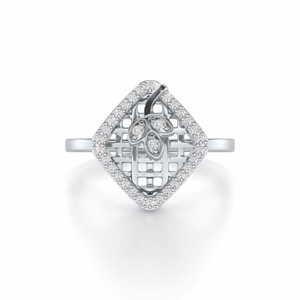 Vine Down Silver Ring - White Gold - Image 4