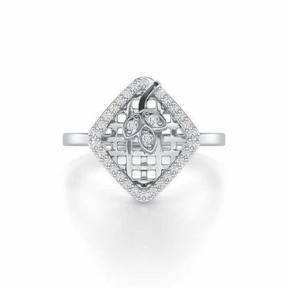 Vine Down Silver Ring - White Gold - Image 4