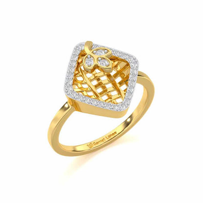 Vine Down Silver Ring - Yellow Gold - Image 1
