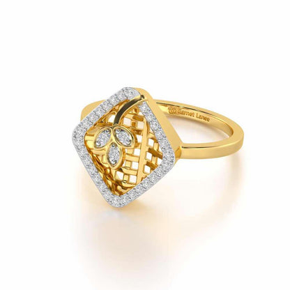 Vine Down Silver Ring - Yellow Gold - Image 2