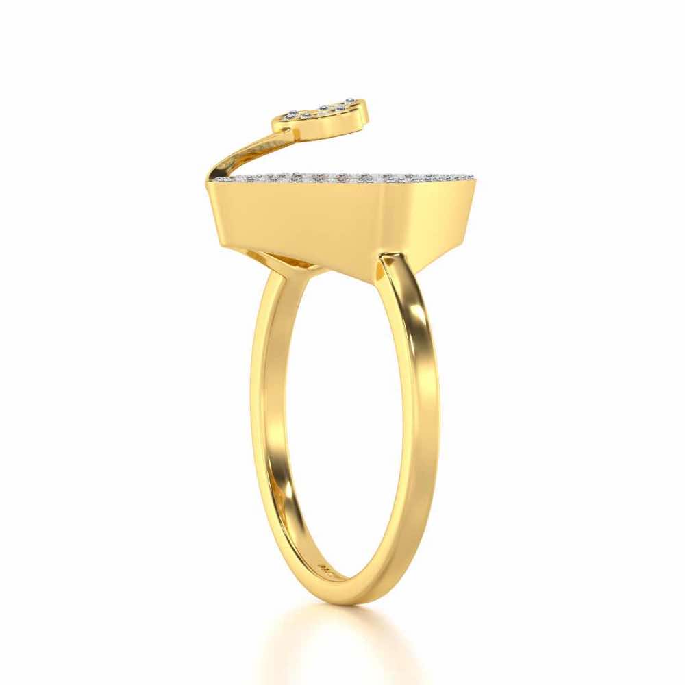 Vine Down Silver Ring - Yellow Gold - Image 3