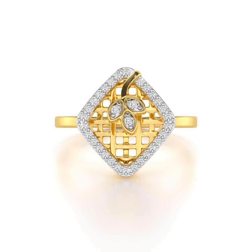 Vine Down Silver Ring - Yellow Gold - Image 4