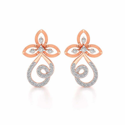 Vine Folret Silver Earrings - Rose Gold - Image 1