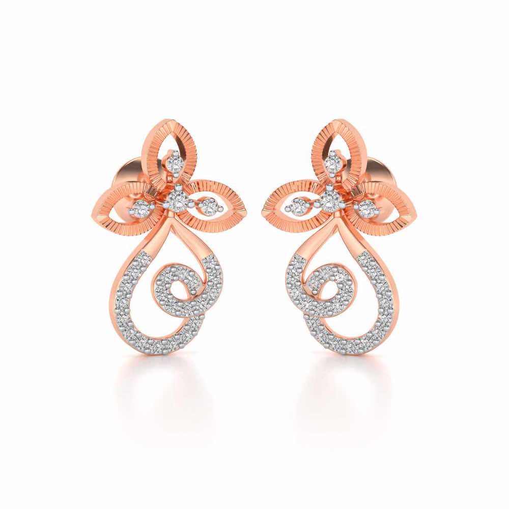 Vine Folret Silver Earrings - Rose Gold - Image 2