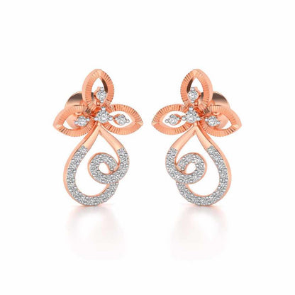 Vine Folret Silver Earrings - Rose Gold - Image 2