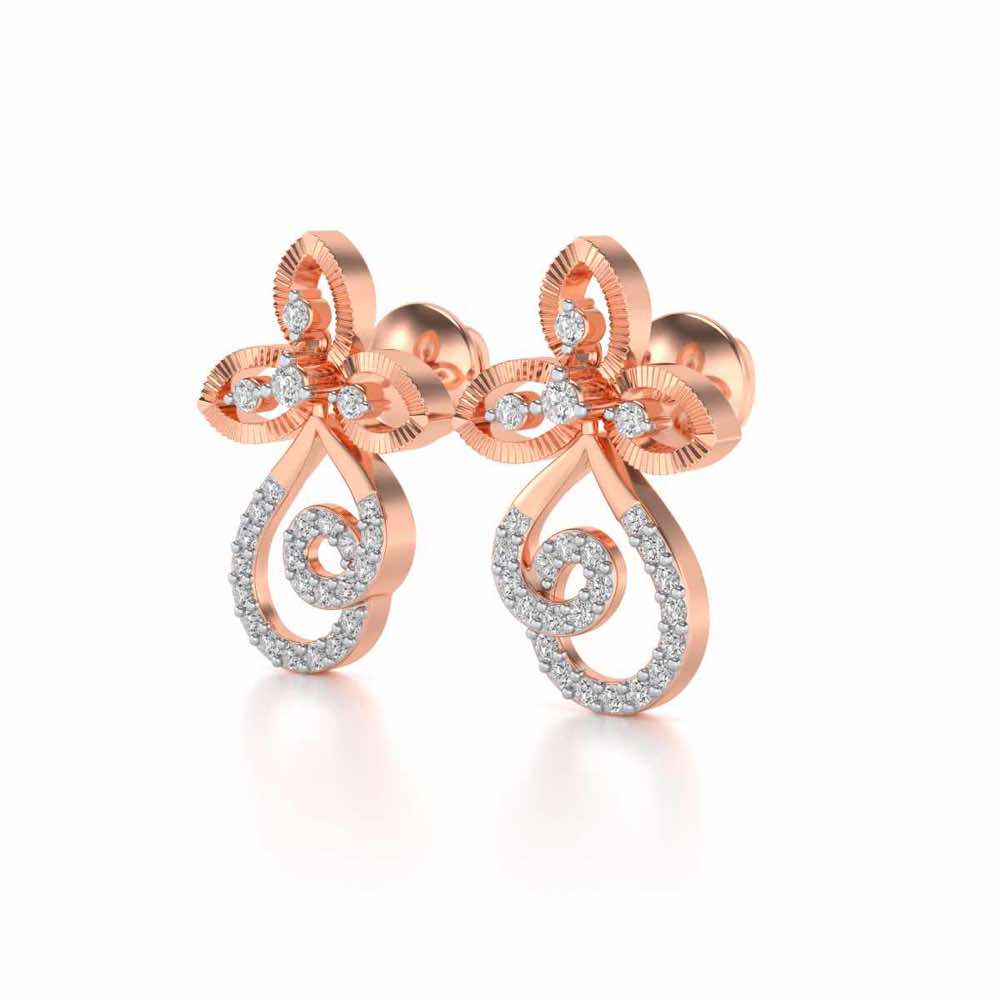 Vine Folret Silver Earrings - Rose Gold - Image 3