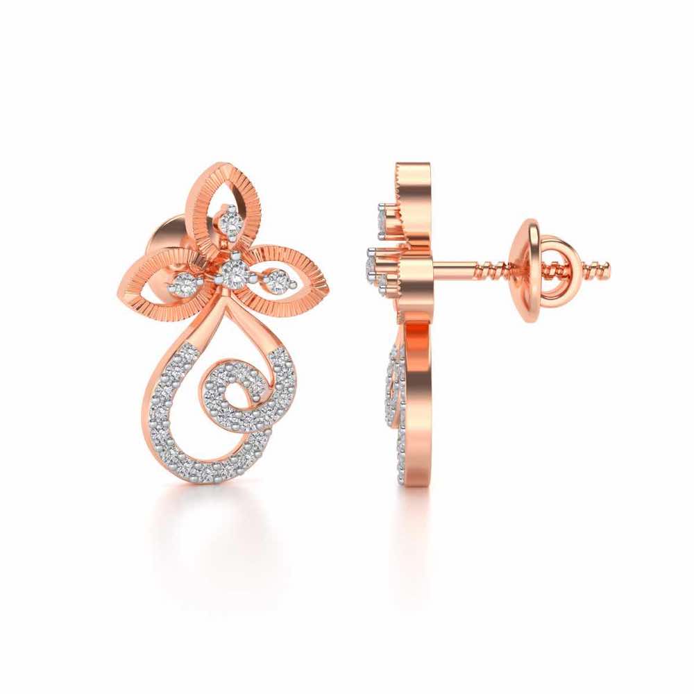 Vine Folret Silver Earrings - Rose Gold - Image 4