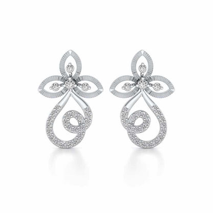 Vine Folret Silver Earrings - White Gold - Image 1