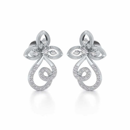 Vine Folret Silver Earrings - White Gold - Image 2