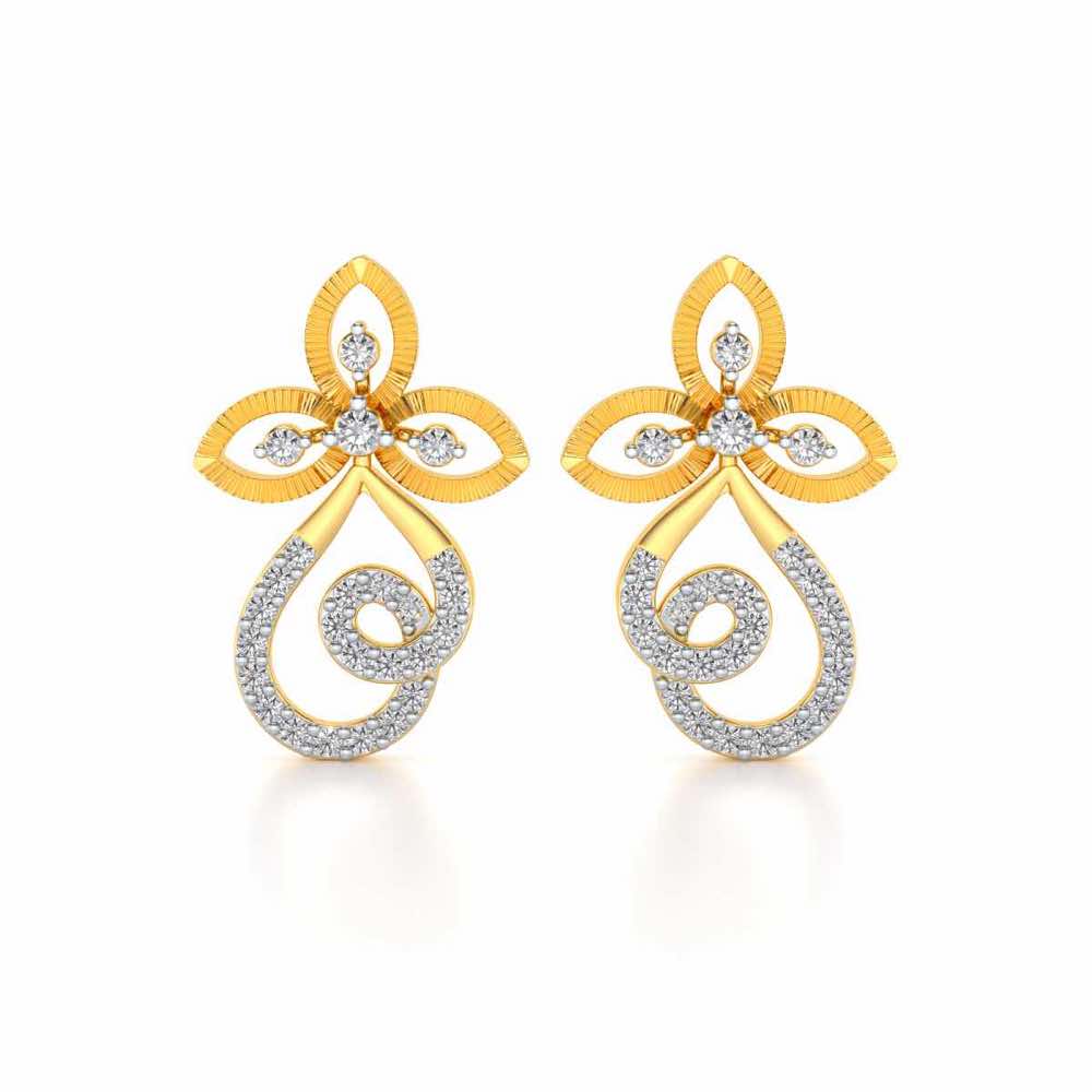 Vine Folret Silver Earrings - Yellow Gold - Image 1