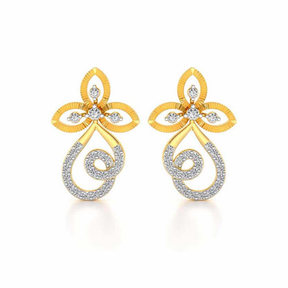 Vine Folret Silver Earrings - Yellow Gold - Image 1