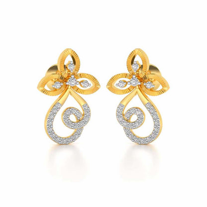 Vine Folret Silver Earrings - Yellow Gold - Image 2