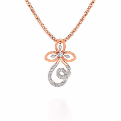 Vine Folret Silver Pendant - Rose Gold - Image 1