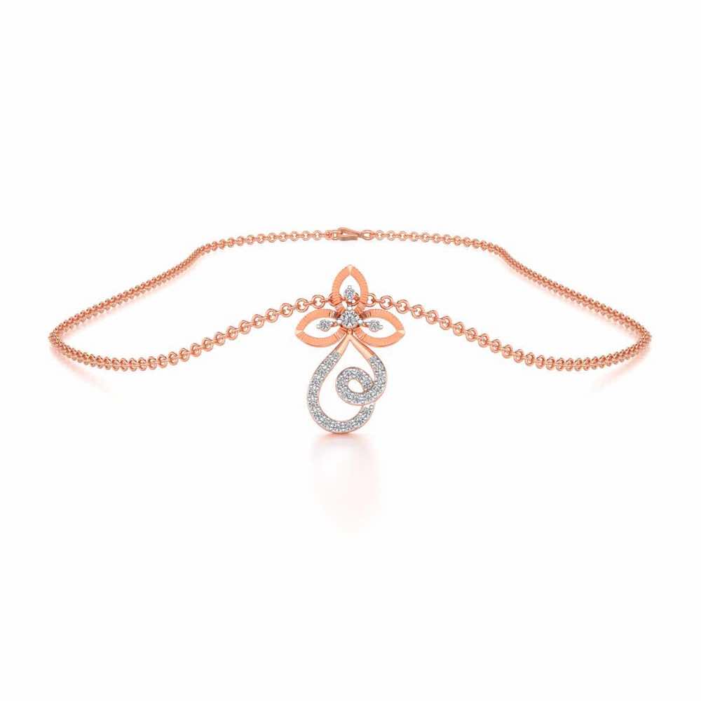 Vine Folret Silver Pendant - Rose Gold - Image 3