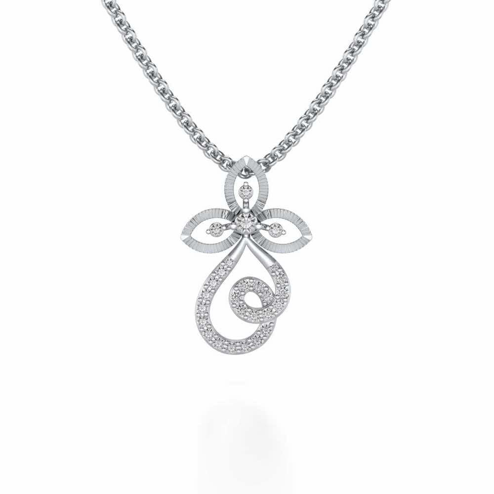 Vine Folret Silver Pendant - White Gold - Image 1