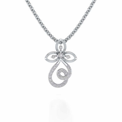 Vine Folret Silver Pendant - White Gold - Image 1