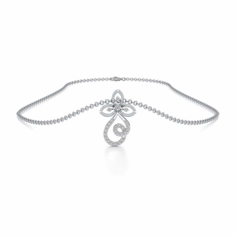Vine Folret Silver Pendant - White Gold - Image 3