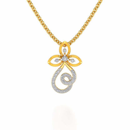 Vine Folret Silver Pendant - Yellow Gold - Image 1