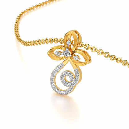 Vine Folret Silver Pendant - Yellow Gold - Image 2
