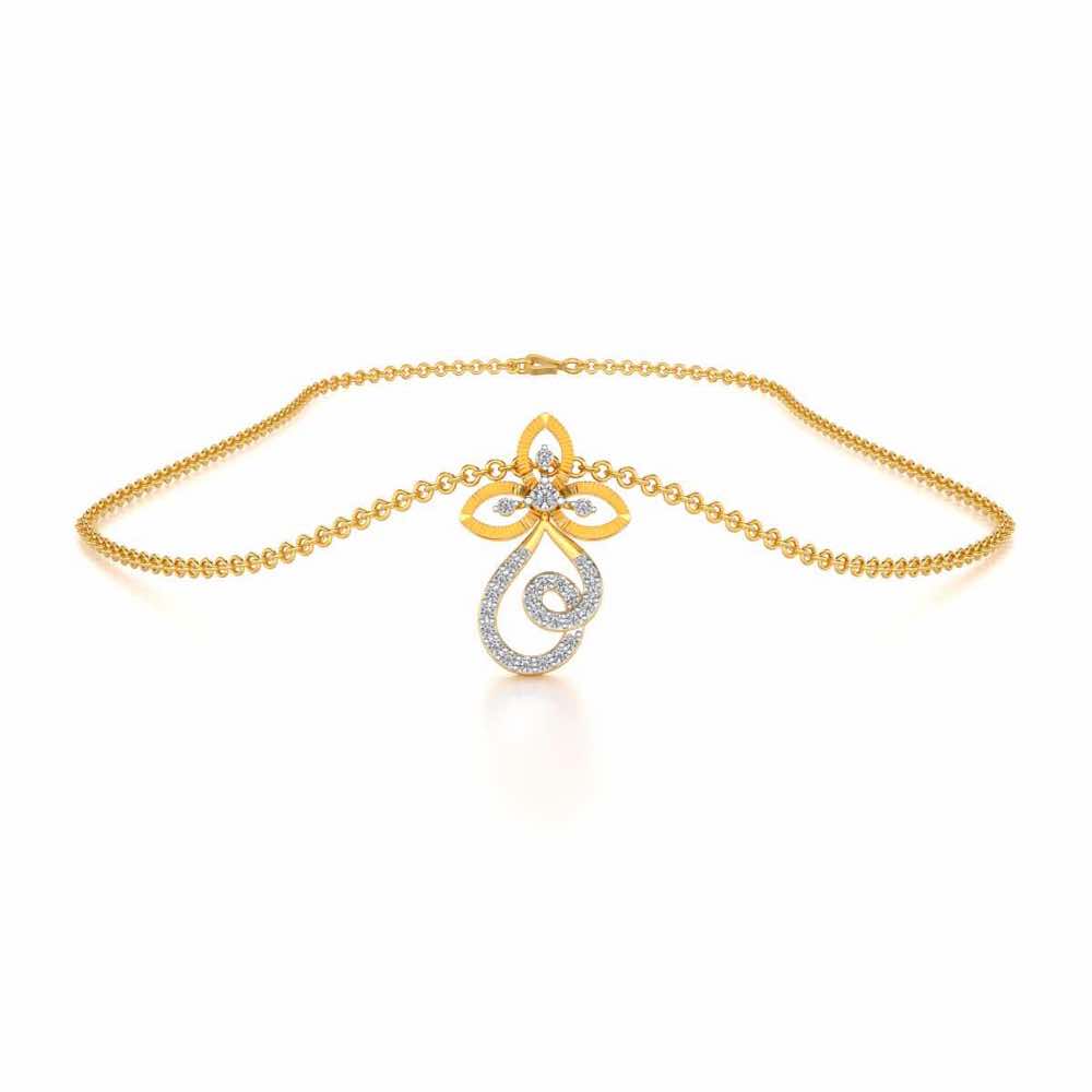 Vine Folret Silver Pendant - Yellow Gold - Image 3