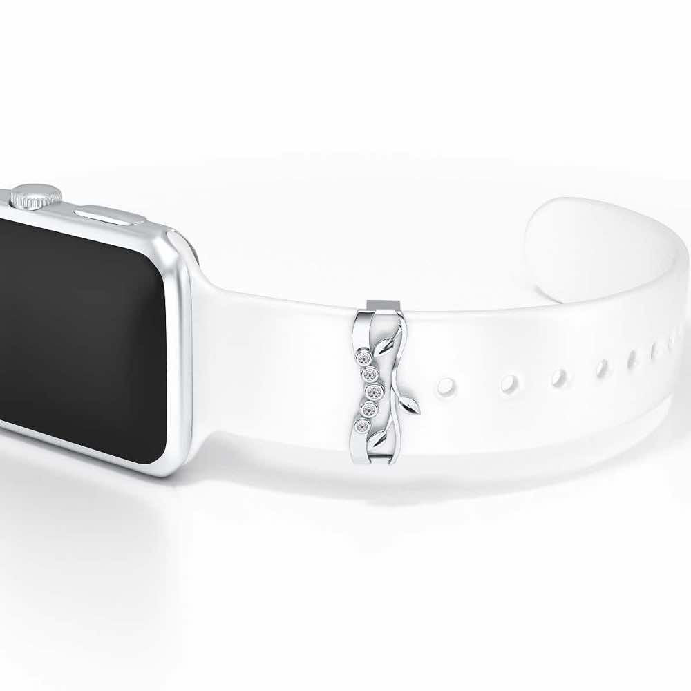 Vines Silver Watch Band - White Gold - Image 1