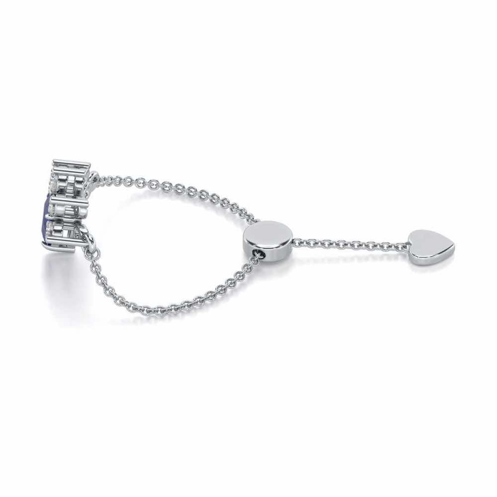 Violet Bask Adjustable Silver Ring - White Gold - Image 3