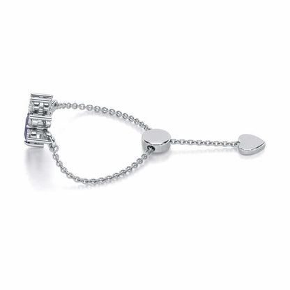Violet Bask Adjustable Silver Ring - White Gold - Image 3