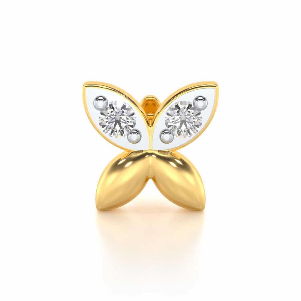 Vision Flora Silver Nosepin - Yellow Gold - Image 1