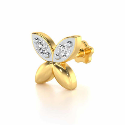 Vision Flora Silver Nosepin - Yellow Gold - Image 2