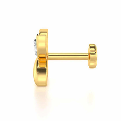 Vision Flora Silver Nosepin - Yellow Gold - Image 3