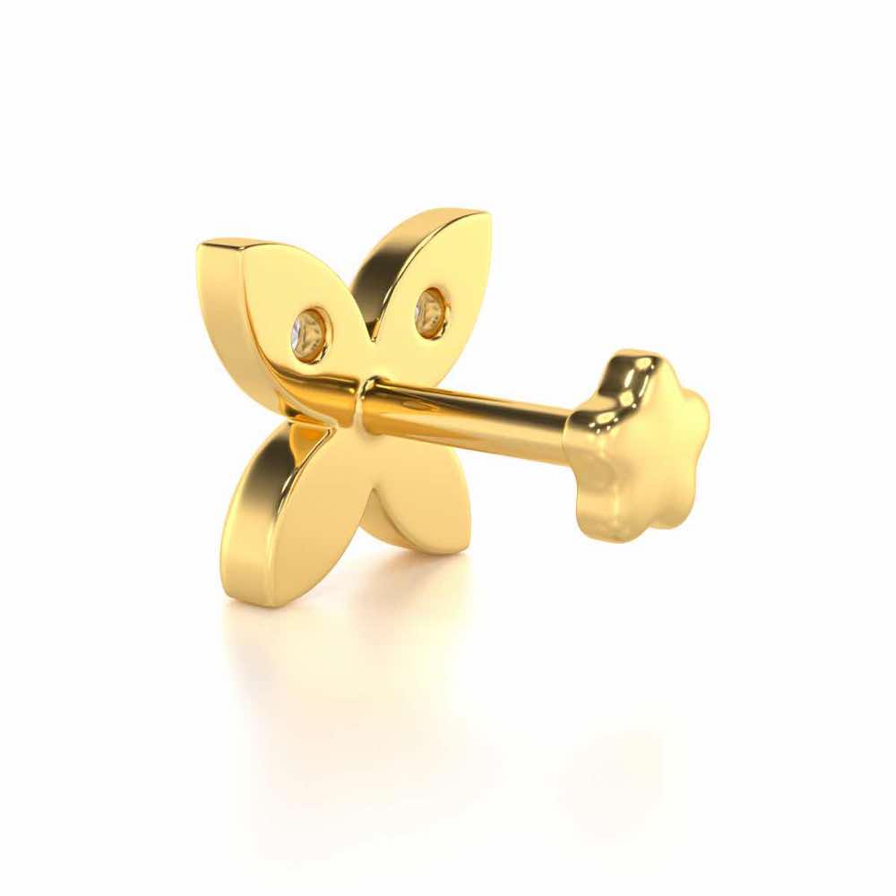 Vision Flora Silver Nosepin - Yellow Gold - Image 4