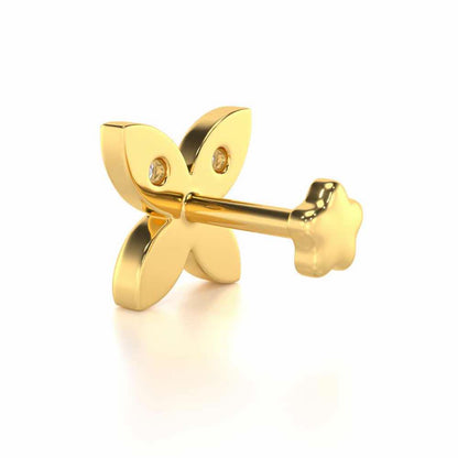 Vision Flora Silver Nosepin - Yellow Gold - Image 4