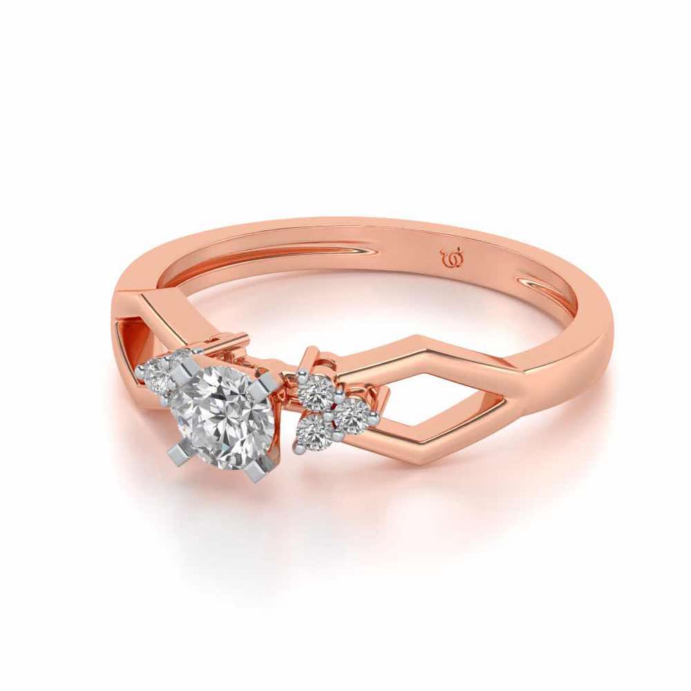 Visual Delight Solitaire Silver Ring - Rose Gold - Image 2