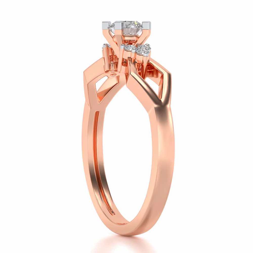 Visual Delight Solitaire Silver Ring - Rose Gold - Image 3