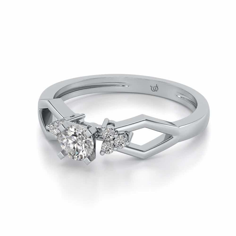Visual Delight Solitaire Silver Ring - White Gold - Image 2