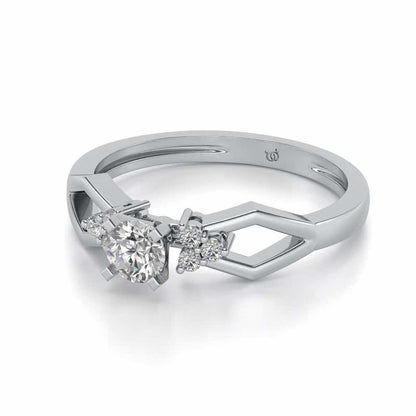 Visual Delight Solitaire Silver Ring - White Gold - Image 2
