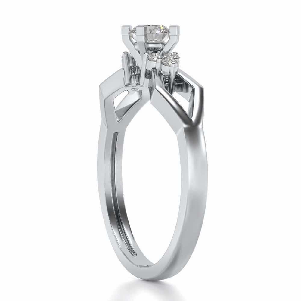 Visual Delight Solitaire Silver Ring - White Gold - Image 3