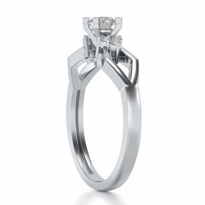 Visual Delight Solitaire Silver Ring - White Gold - Image 3