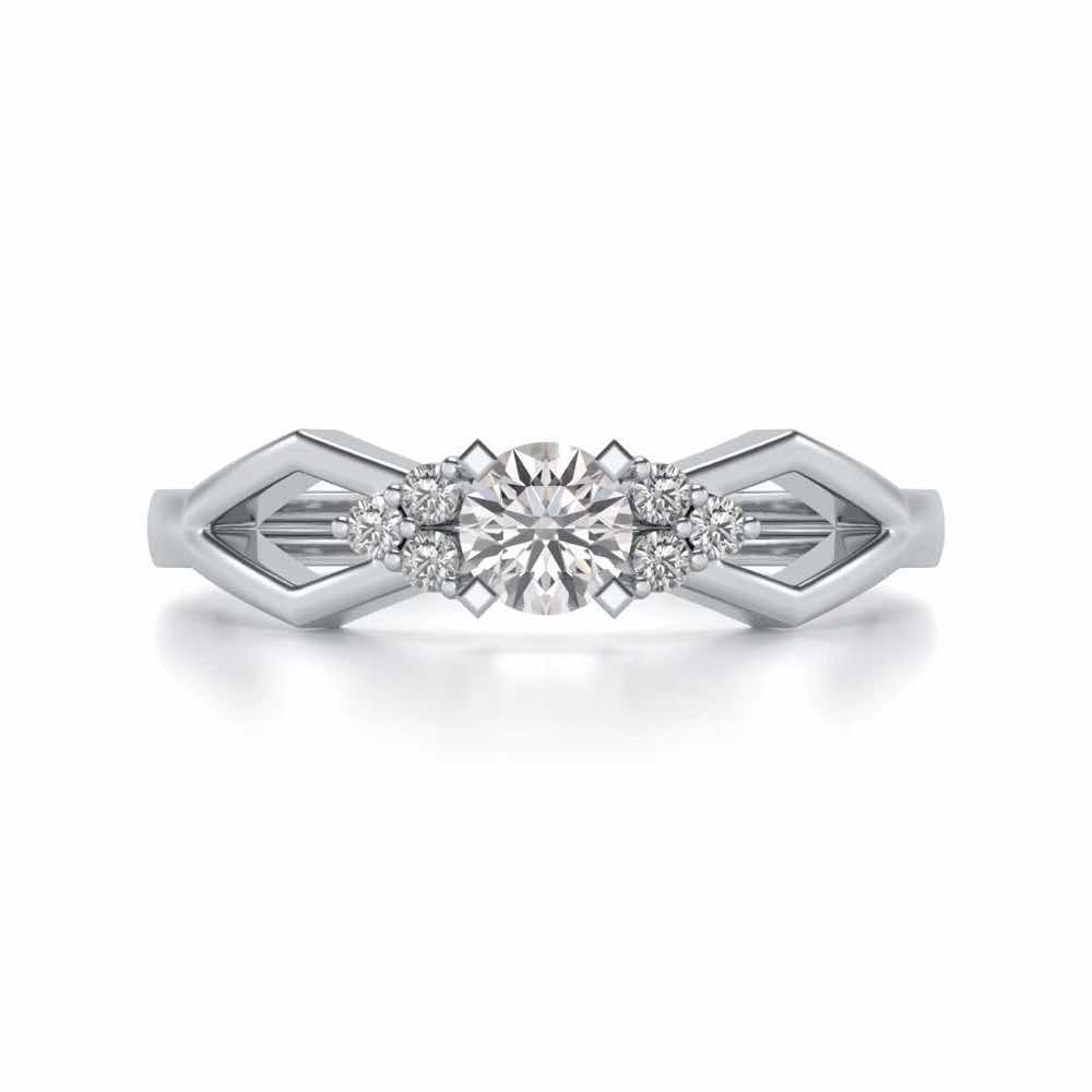 Visual Delight Solitaire Silver Ring - White Gold - Image 4