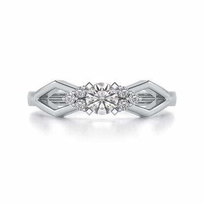 Visual Delight Solitaire Silver Ring - White Gold - Image 4