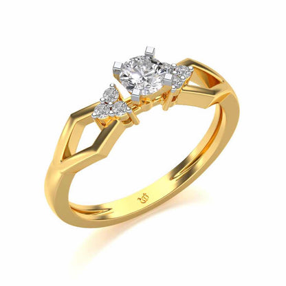 Visual Delight Solitaire Silver Ring - Yellow Gold - Image 1