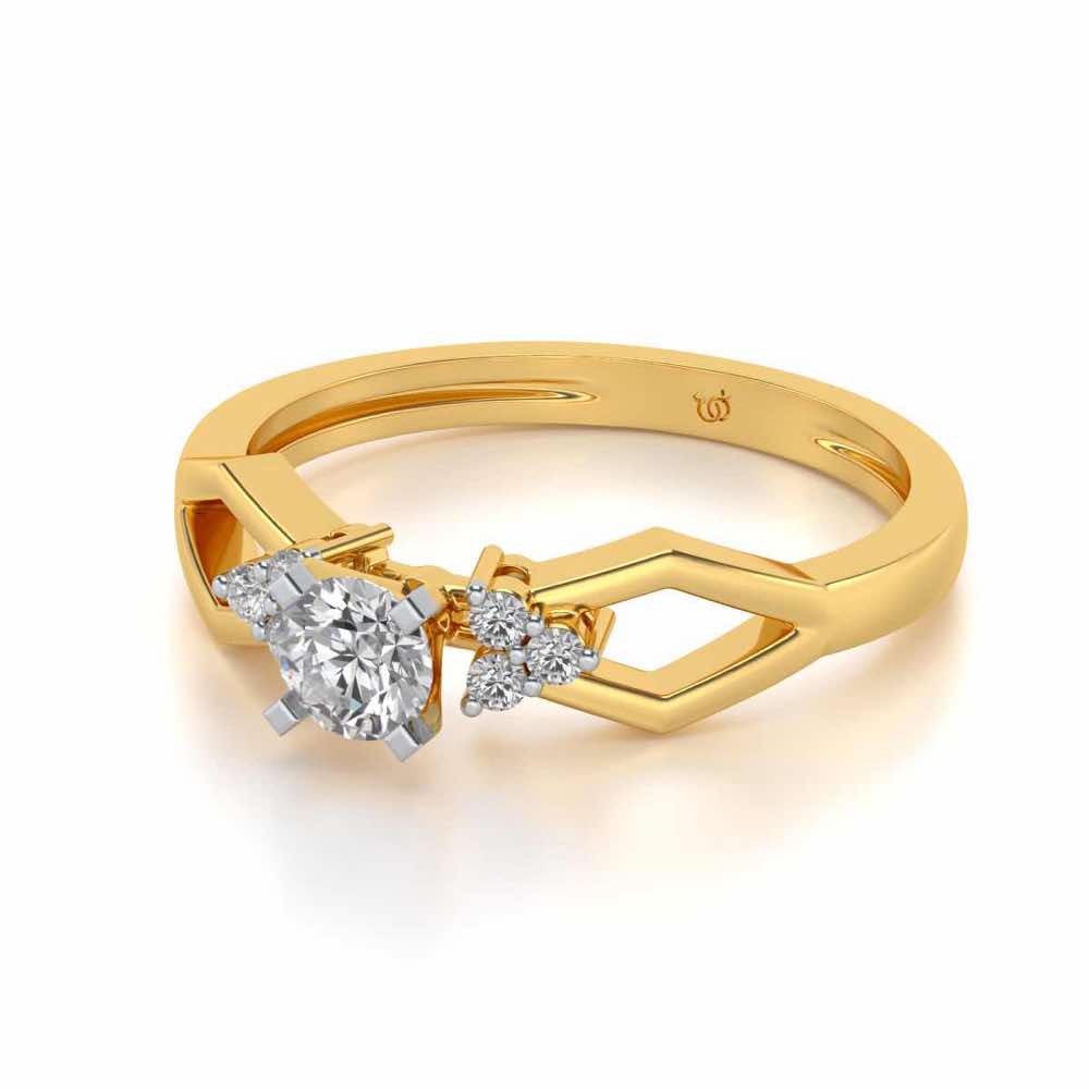 Visual Delight Solitaire Silver Ring - Yellow Gold - Image 2