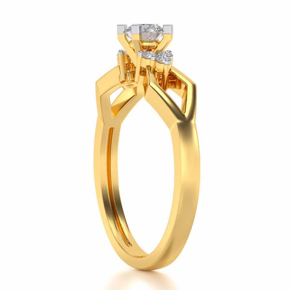 Visual Delight Solitaire Silver Ring - Yellow Gold - Image 3