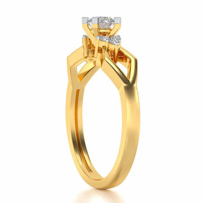 Visual Delight Solitaire Silver Ring - Yellow Gold - Image 3