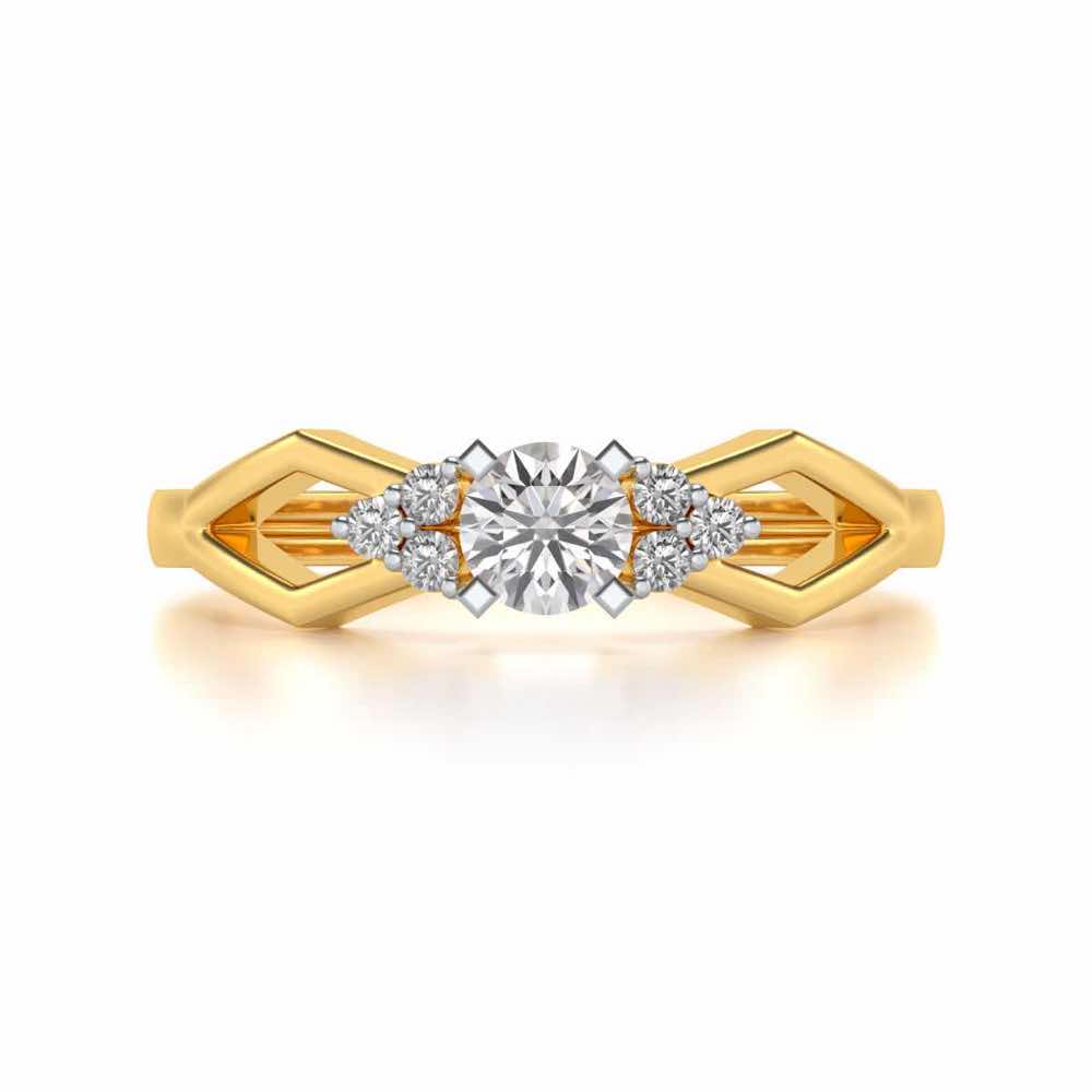 Visual Delight Solitaire Silver Ring - Yellow Gold - Image 4